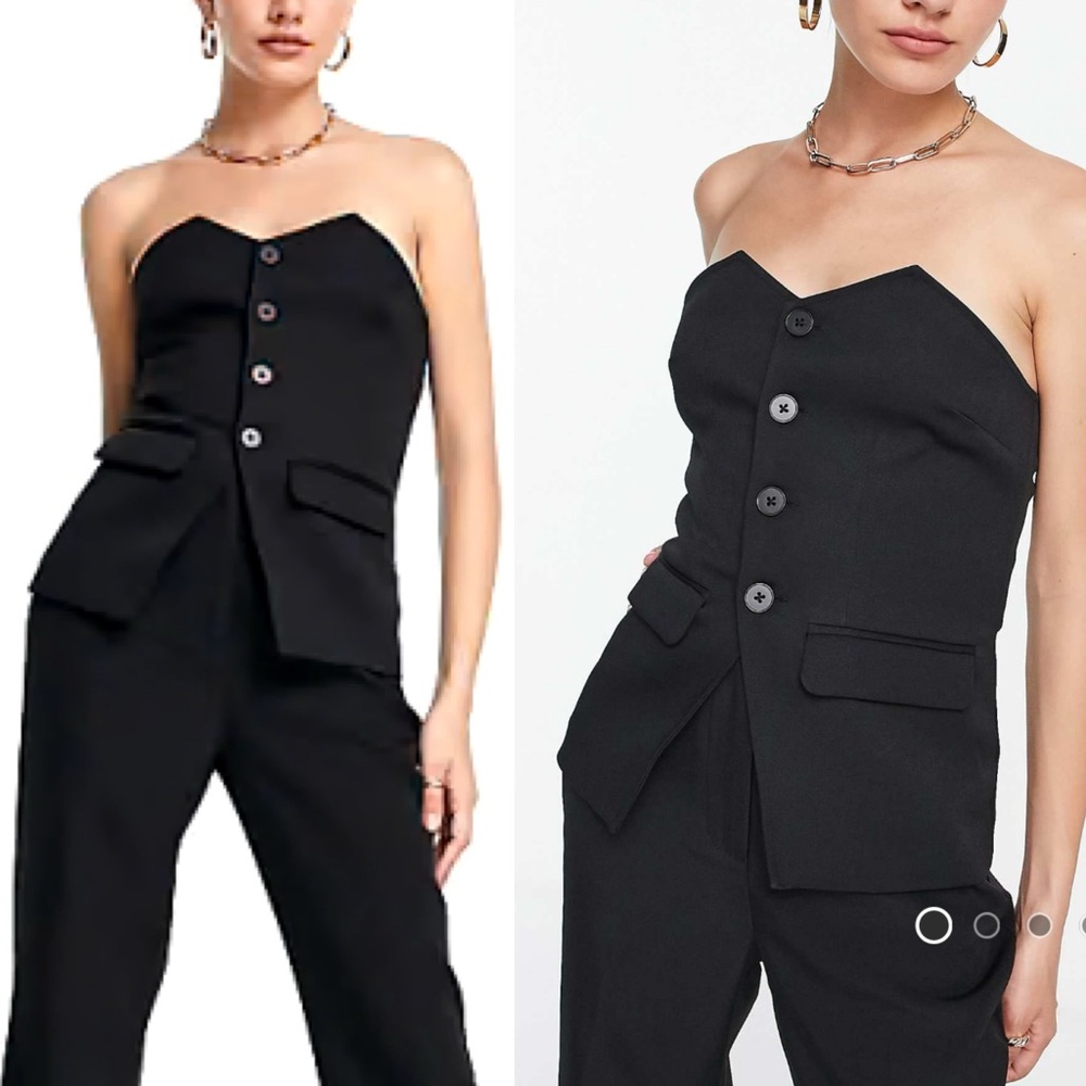 ASOS Black Strapless Buttoned Top